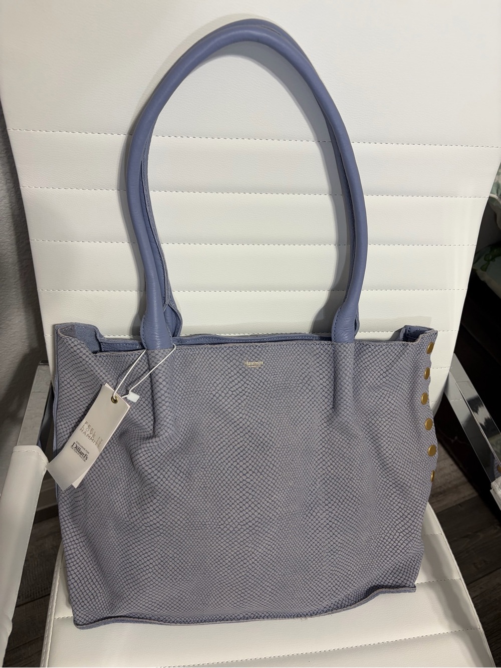 Hammitt Oliver Zip-Top Tote Periwinkle Snakeskin Leather Dillard’s Exclusive